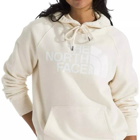 The North Face Tops - The North Face Women's Half Dome Fleece Pullover Hoodie white dune Gorpcore